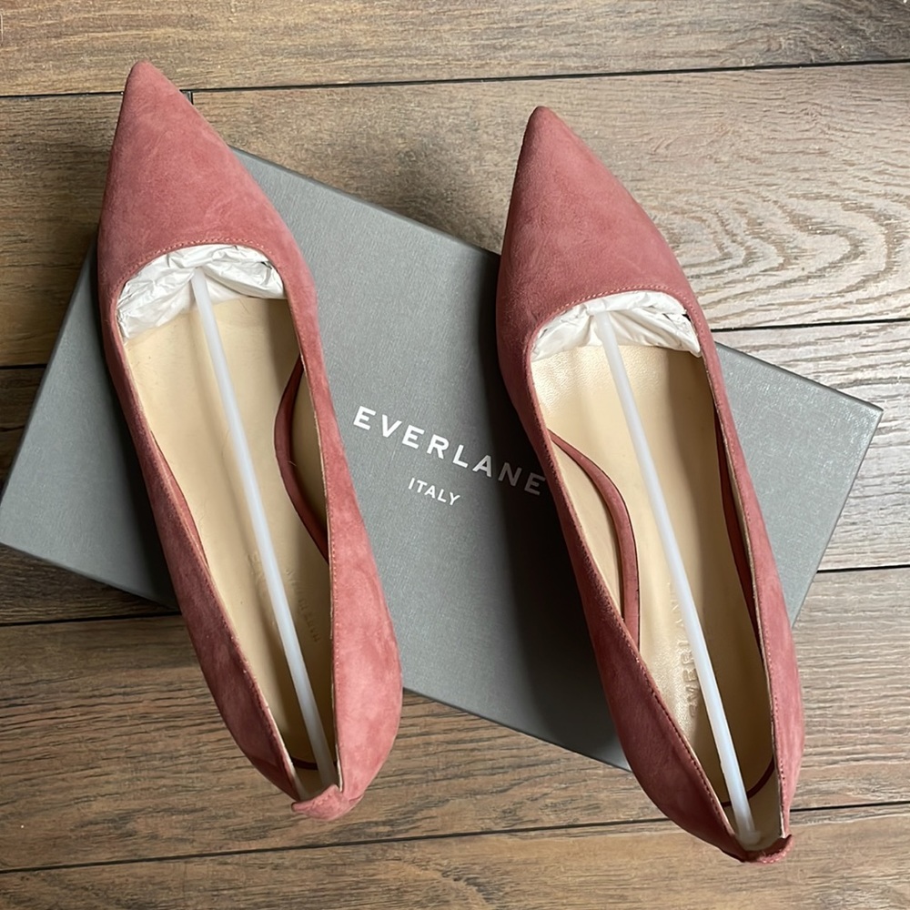 EVERLANE the editor heel in rosewood suede, size 5.5